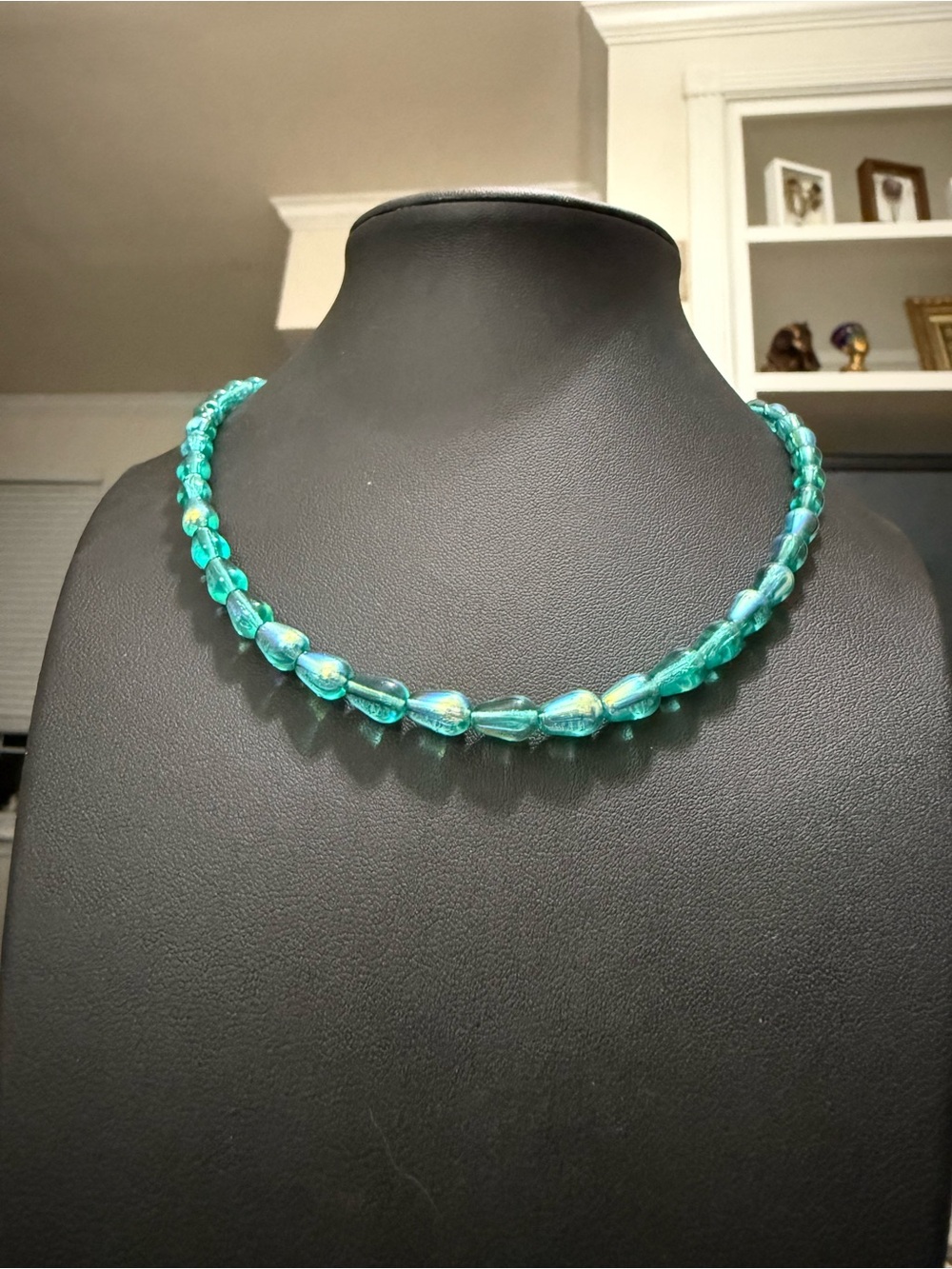 Handmade Teal Glass Bead Necklace - Women's Jewelry